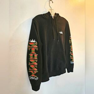 Stussy Black with White Crown Graphic Hooded Sweater | Size XS